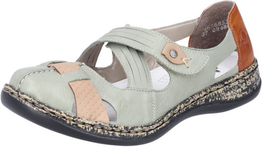 Rieker Klittenbandschoenen Gespschoen slipper zomerschoen met cut-outs