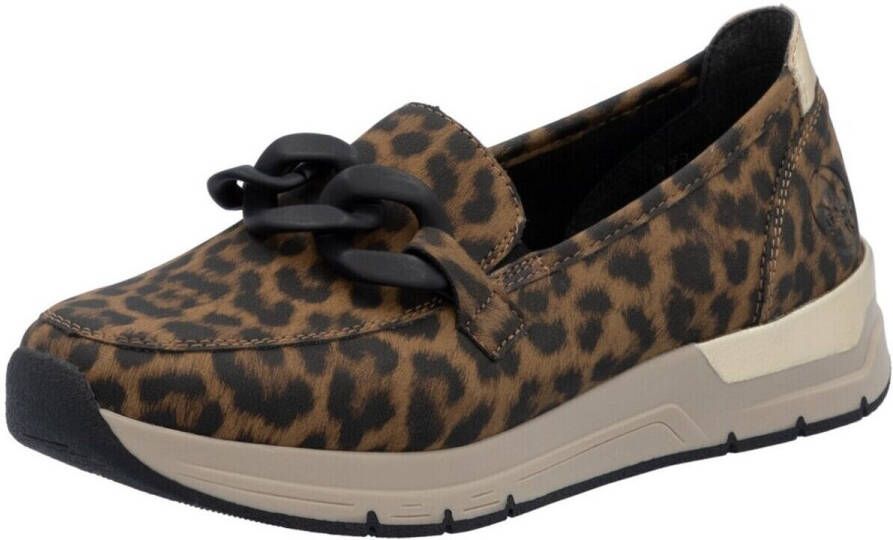 Rieker Loafers slippers slip-on sneakers lage schoen met modieuze decoratieve ketting