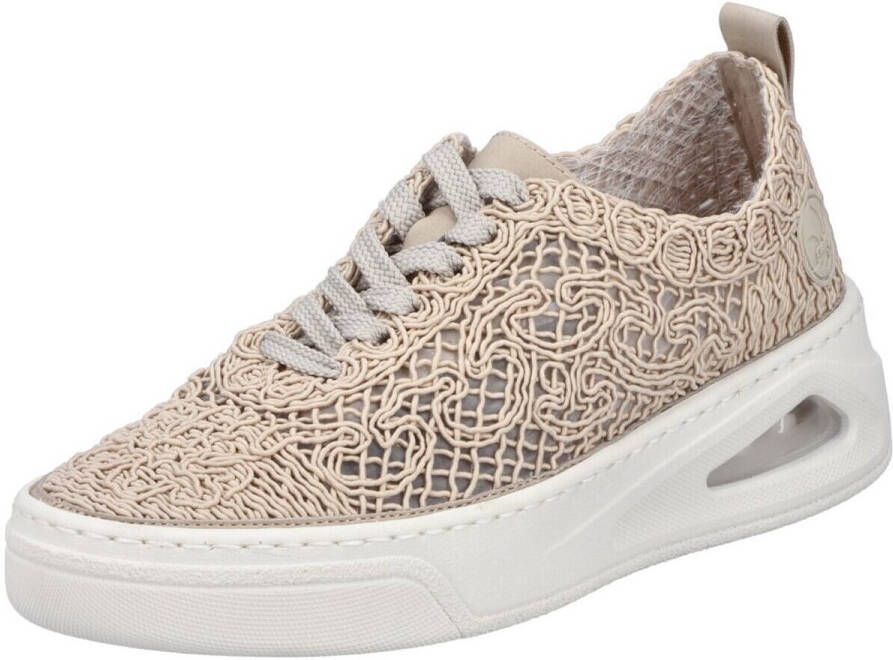 Rieker Plateausneakers veterschoen lage schoen in zomerse macramé-look