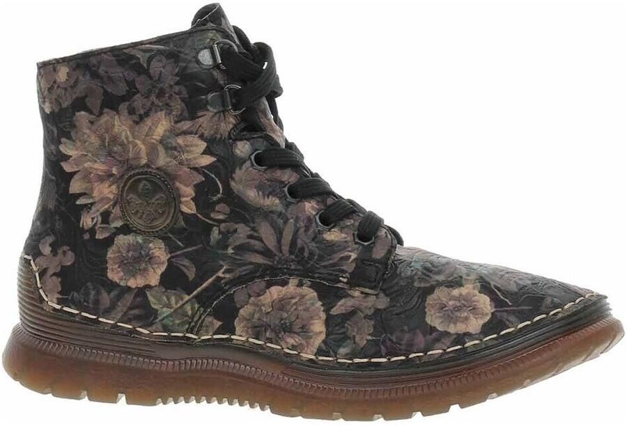 Rieker Dames Veterlaarzen Kunstleer Bloemenprint Multi