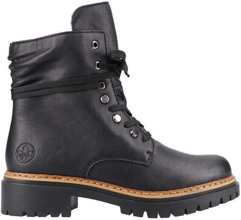 Rieker Hoge veterschoenen enkellaarsjes profielzool blokhak met casual vetersluiting