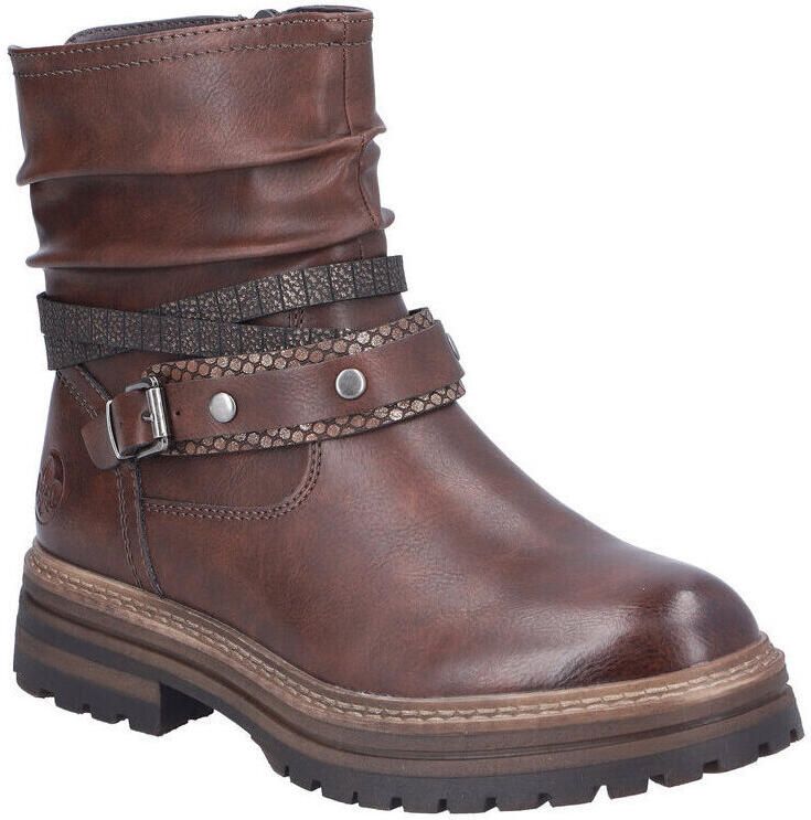 Rieker Winterlaarsjes Boots blokhak met sierbandjes op de slouchy schacht