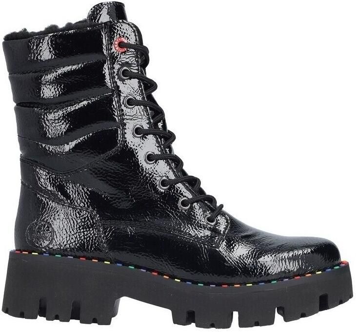 Rieker Sneakers met sleehak enkellaars wedge laarzen high top sneaker met ritssluiting vooraan
