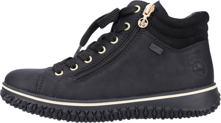 Rieker Zwarte Veters en Rits Laarzen met Gouden en Witte Accenten Black Dames - Foto 4