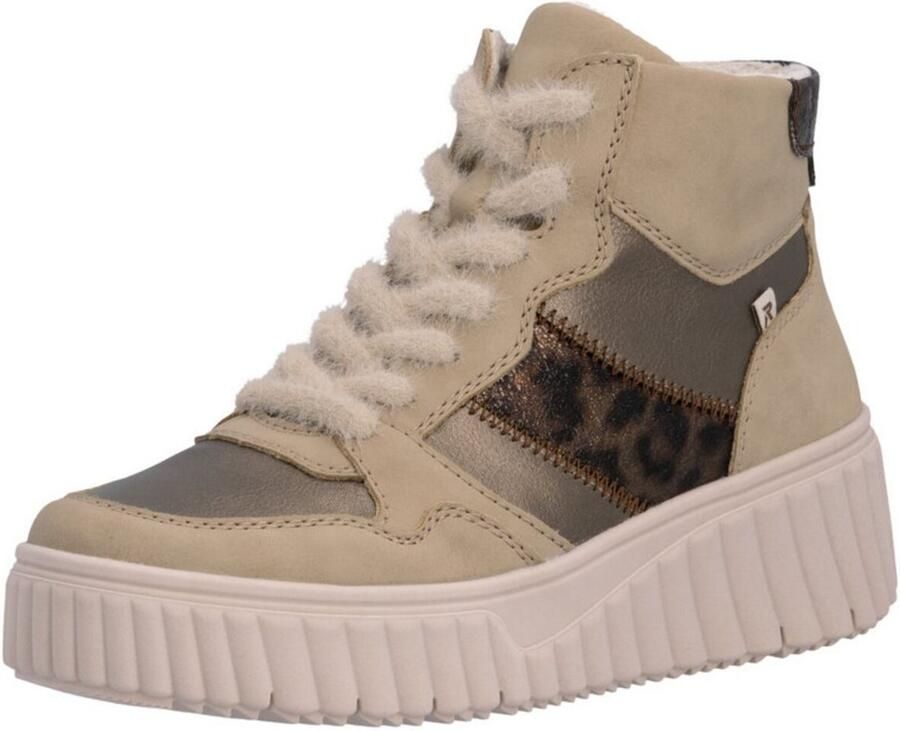 Rieker damessneakers met hoge schacht beige luipaardprint - Foto 2