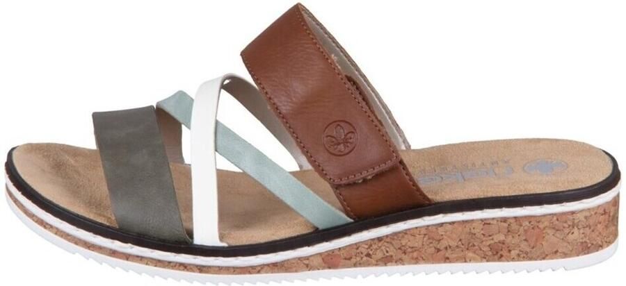 Rieker Comfort Slipper Groen Bruin Wit Bandjes Multicolor Dames - Foto 7