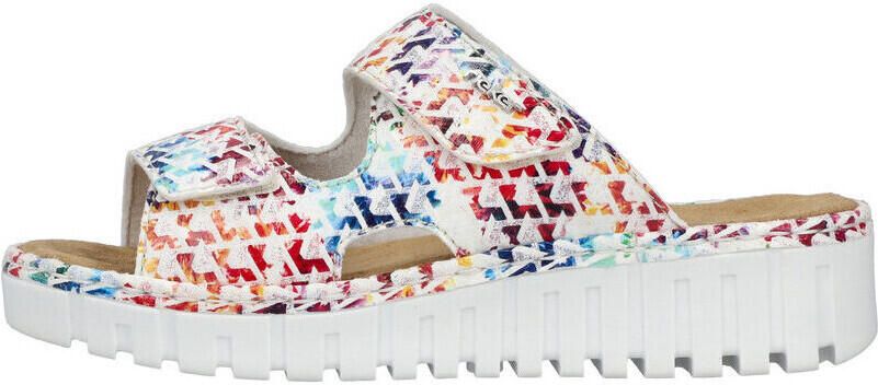 Rieker Slippers Zomerschoen slippers pantoffel met modieuze plateauzool
