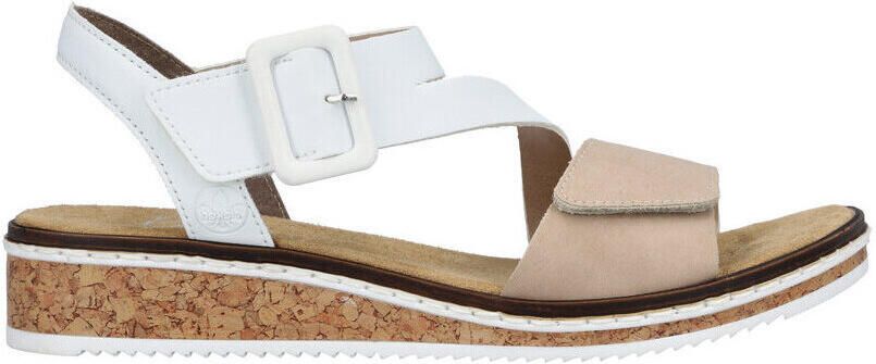 Rieker Sandalen zomerschoen sandaal sleehak met asymmetrische bandjes
