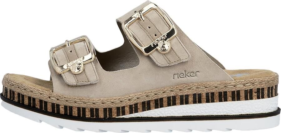 Rieker Slippers sleehak zomerschoen slippers met jute-omranding aan de loopzool - Foto 12