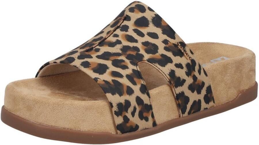 Rieker Muiltjes beige bruin zwart
