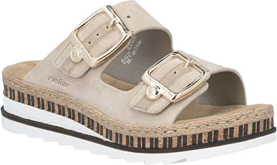 Rieker Slippers sleehak zomerschoen slippers met jute-omranding aan de loopzool - Foto 13