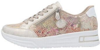 Rieker Plateausneakers vrijetijdsschoen veterschoen lage schoen met subtiele goudkleurige glans - Foto 3