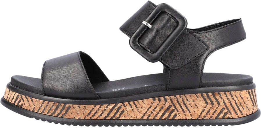 Rieker Zwarte leren sandaal met print Black Dames - Foto 3