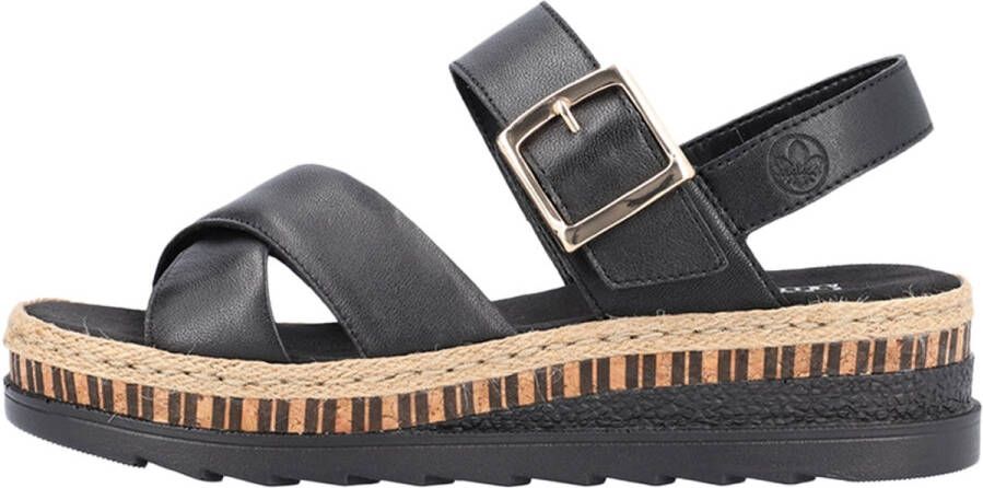 Rieker Comfortabele Leren Sandalen met Verhoogde Zool Black Dames - Foto 8