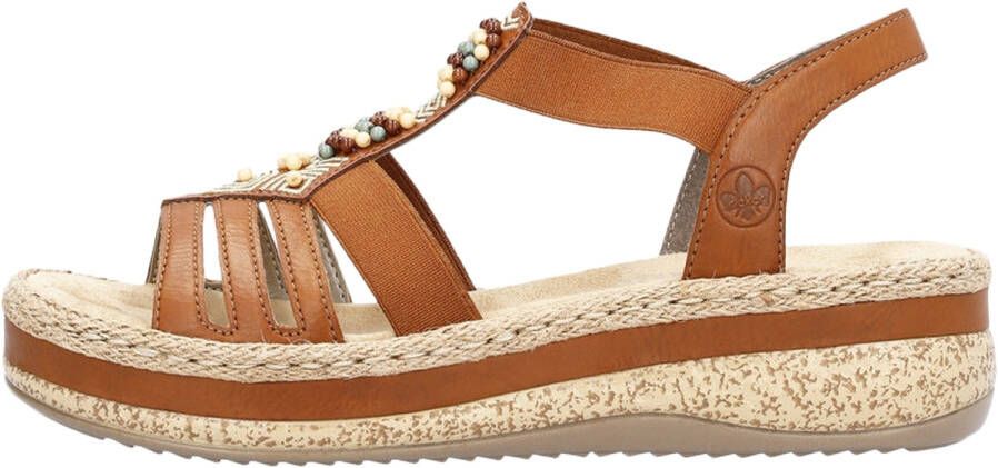 Rieker Bruine sandaal met kralen en platformzool Brown Dames - Foto 5