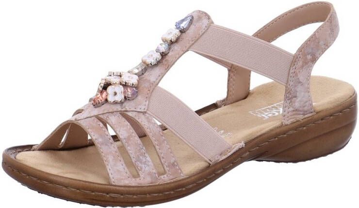 Rieker Sandalen zomerschoen sandaal sleehak met decoratief element