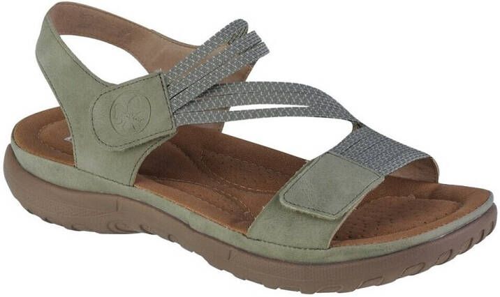Rieker Sandalen zomerschoen sandaal sleehak met elastieken