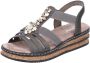 Rieker Sandalen zomerschoen sandaal sleehak met decoratieve steentjes - Thumbnail 1