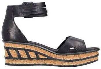 Rieker Sandaaltjes zomerschoen sandaal sleehak met loopzool in kurk-look