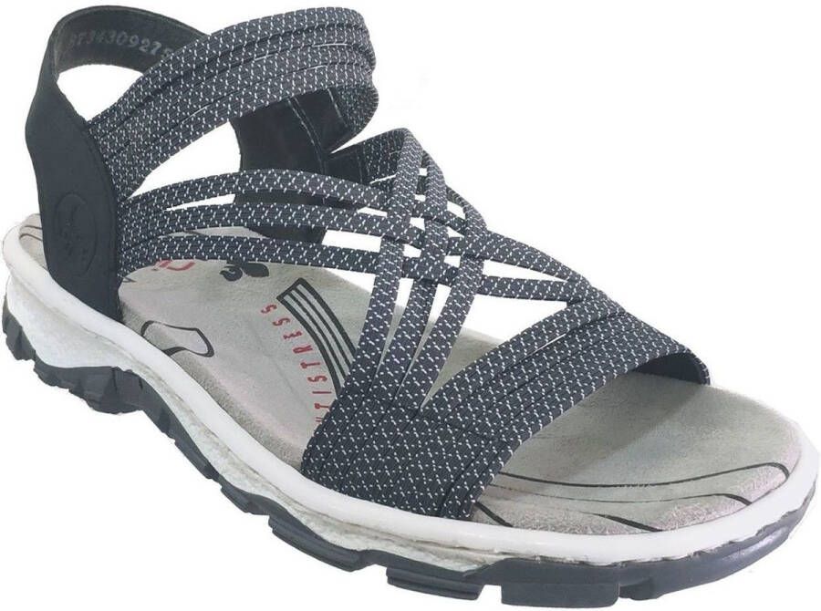 Rieker Sandalen zomerschoen sandaal keilhak met praktische stretchbanden