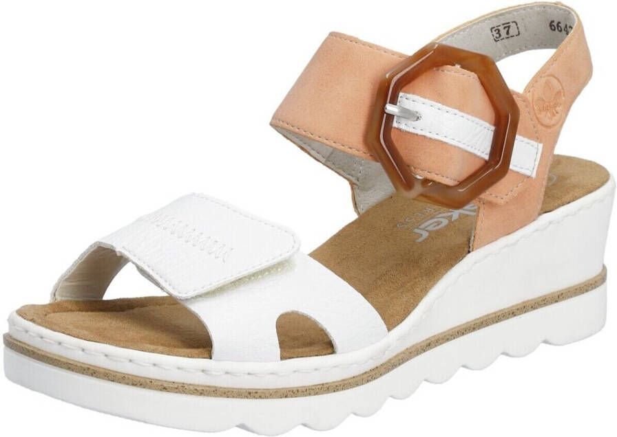 Rieker Sandaaltjes zomerschoen sandaal sleehak met opvallende decoratieve gesp - Foto 3