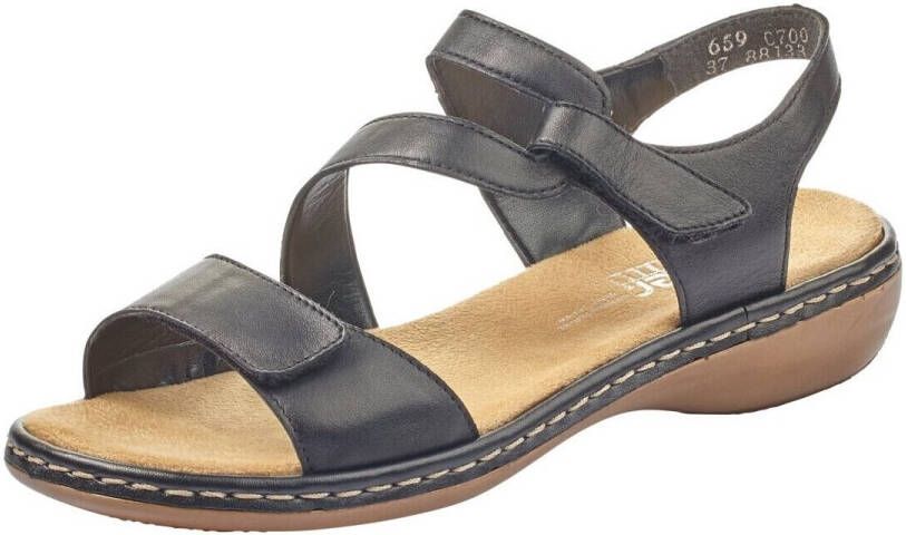Rieker Comfortabele Zwarte Sandaal met Klittenbandsluiting Black Dames - Foto 2