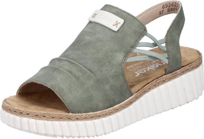 Rieker Plateausandalen wedge sandaal zomerschoen met jute rand aan de loopzool