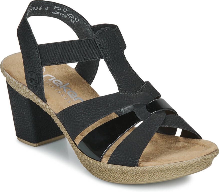 Rieker Sandalen met hak zwart Nubuck Dames - Foto 4