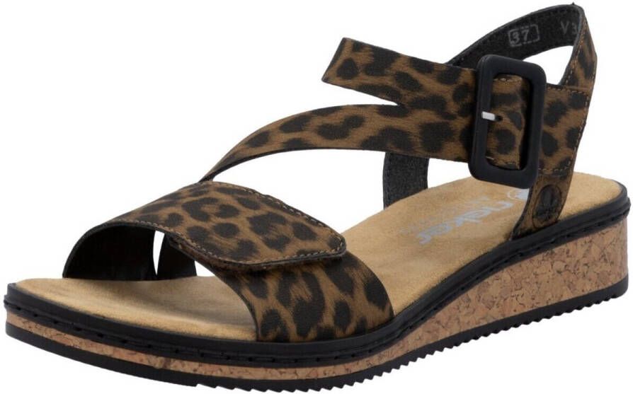 Rieker Sandalen zomerschoen sandaal sleehak met asymmetrische bandjes