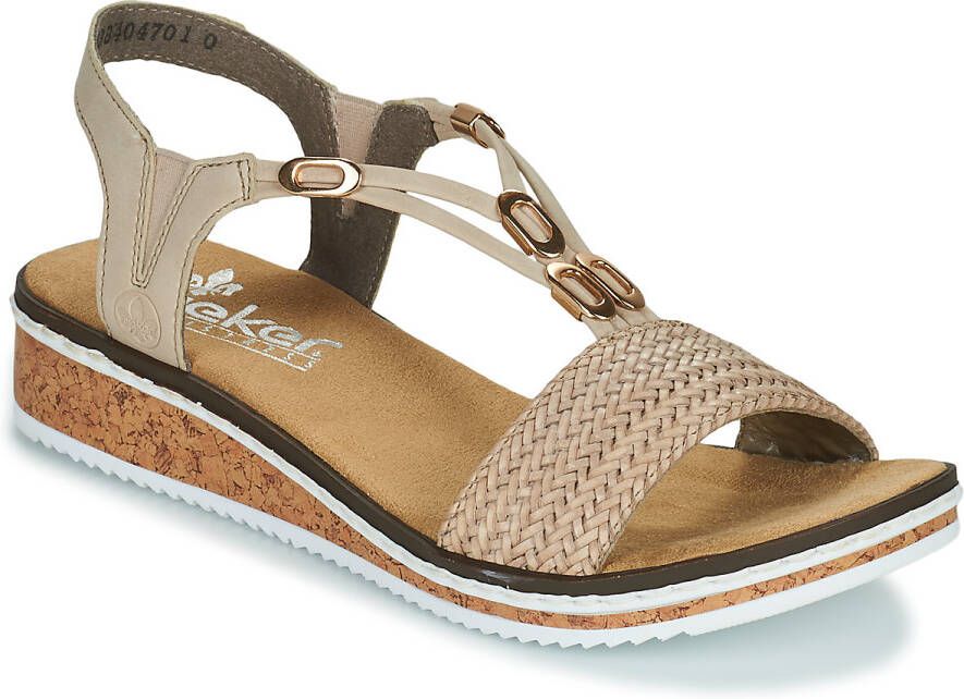 Rieker Sandalen zomerschoen sandaal sleehak in gevlochten look
