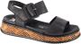 Rieker Zwarte leren sandaal met print Black Dames - Thumbnail 4