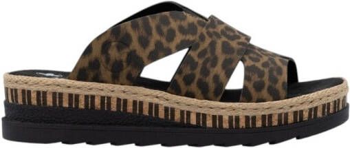 Rieker Slippers sleehak zomerschoen slippers met jute omlijsting