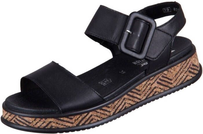 Rieker Zwarte leren sandaal met print Black Dames - Foto 6