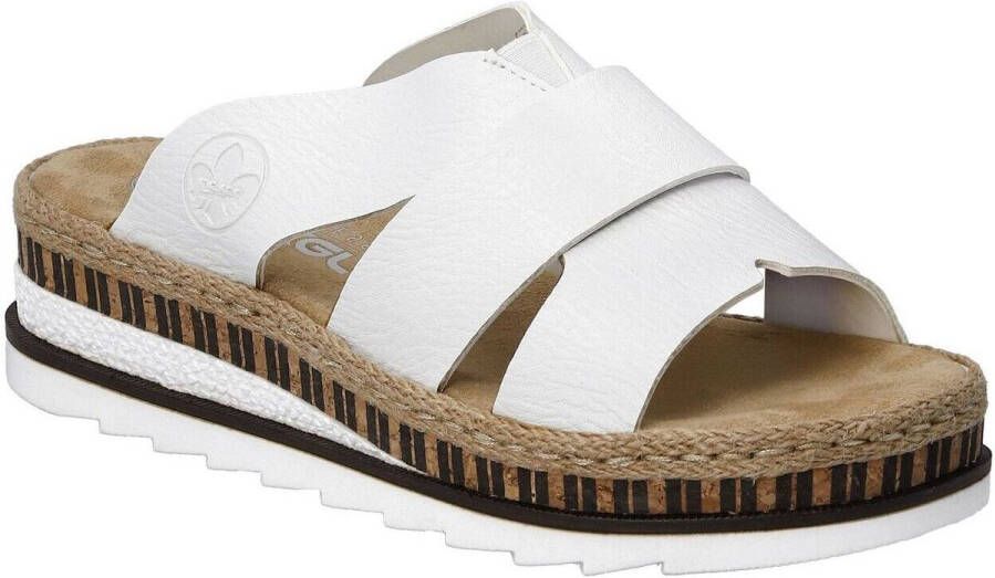 Rieker Slippers sleehak zomerschoen slippers met jute omlijsting