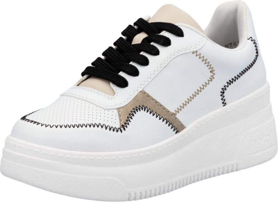 Rieker Plateausneakers sleehak sneaker veterschoen lage schoen met modieuze contrastdetails