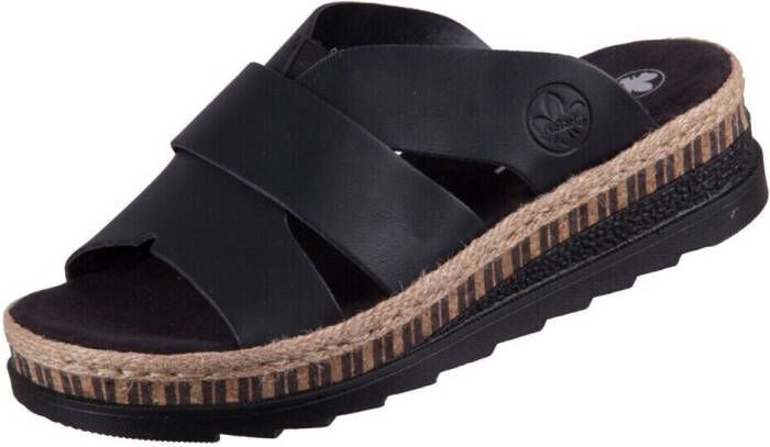 Rieker Slippers sleehak zomerschoen slippers met jute omlijsting - Foto 3