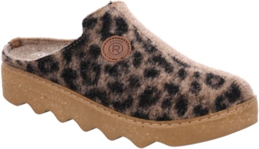 Rohde beige dames pantoffels met panterprint - Foto 2