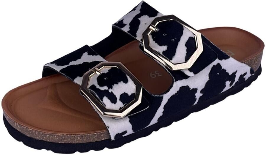 Rohde 5637 90 Slippers Synthetisch Zwart Koeienprint Dames Zwart - Foto 2