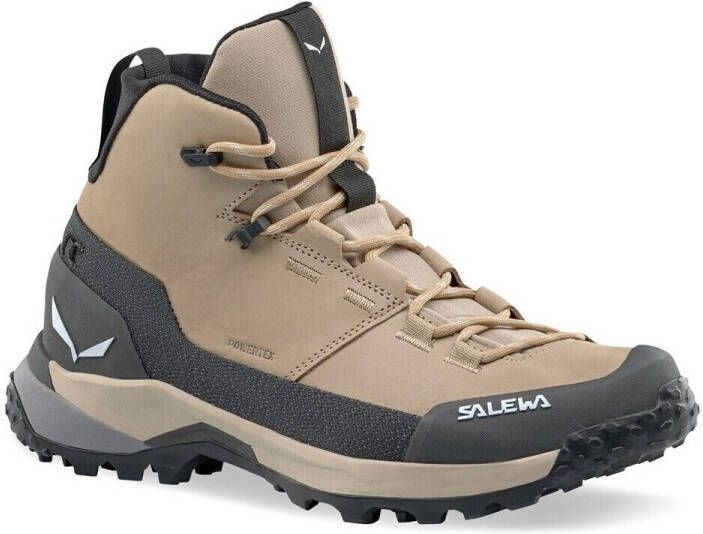 Salewa Women's Puez Leather Mid PTX Wandelschoenen beige grijs - Foto 2