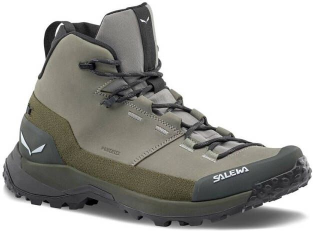 Salewa Puez Leather Mid PTX Wandelschoenen grijs olijfgroen - Foto 2