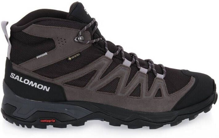 Salomon X Ward Leather Mid GTX Wandelschoenen zwart grijs - Foto 3