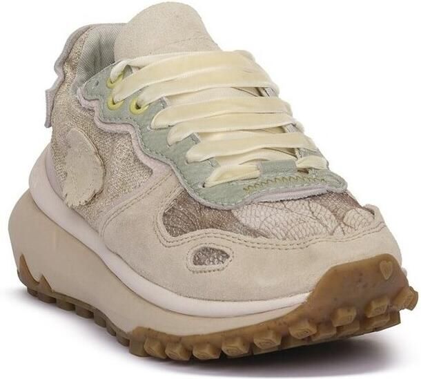 Satorisan Chacrona Metta Lino Whitewisp Casual Sneakers Vrouwen Vintage Leer en linnen Sneakers Kleur Multi Green - Foto 3