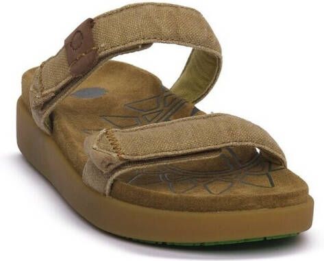 Satorisan Kae Linen Plat Sandalen Vrouwen Plat Leer en linnen Sandalen Kleur Wheathered Khaki - Foto 2
