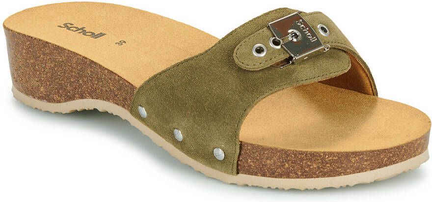 Scholl Slipper Women Pescura Heel Cork Khaki