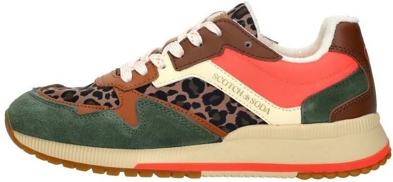 Scotch & Soda Scotch&Soda dames sneakers Vivi suède groen met bruine leopardprint - Foto 12