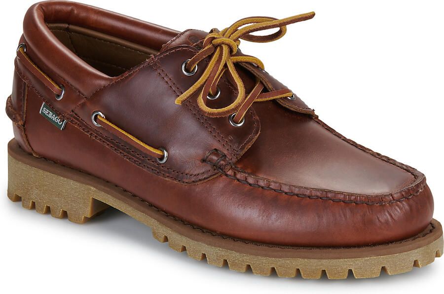 Sebago Handgemaakte Camelkleurige Leren Bootschoenen Brown Heren - Foto 4
