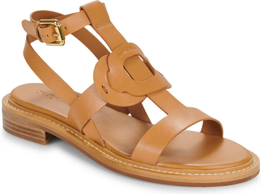See by Chloé Bruine Leren Sandalen met Gouden Gesp Brown Dames - Foto 4