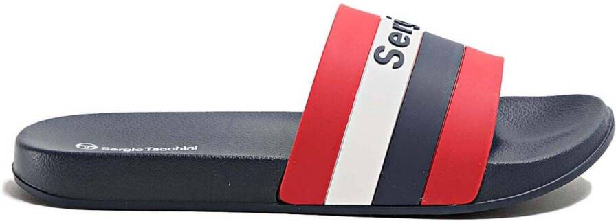Sergio Tacchini Teenslippers San Remo Stripe Slides Navy Red White
