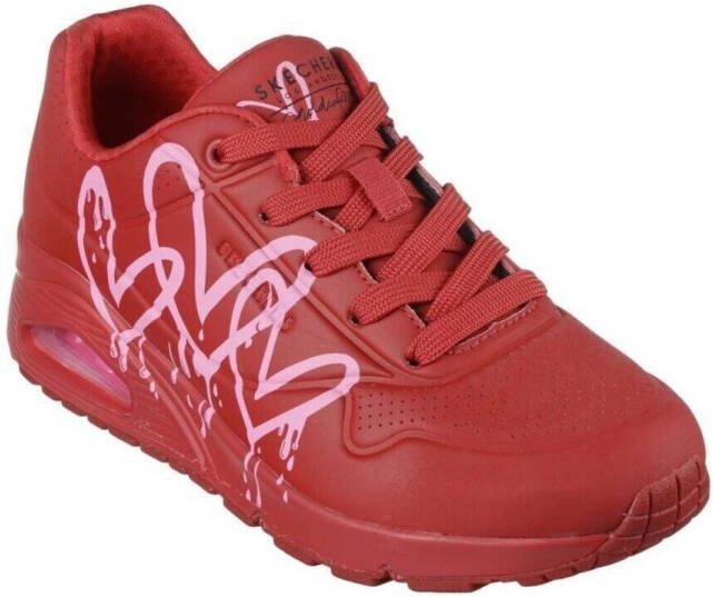 Skechers Sneakers UNO DRIPPING IN LOVE met hart-graffiti-print vrijetijdsschoen lage schoen veterschoen - Foto 4