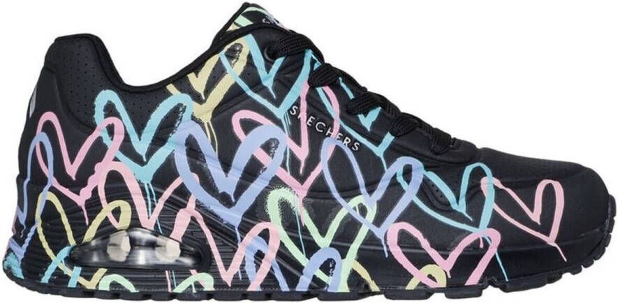 Skechers Sneakers met sleehak UNO-SPREAD THE LOVE Vrijetijdsschoen lage schoen veterschoen met coole graffiti-print - Foto 3